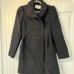 Old Navy Wool Blend A Line Black Midi Dress Coat - Size XS - New
